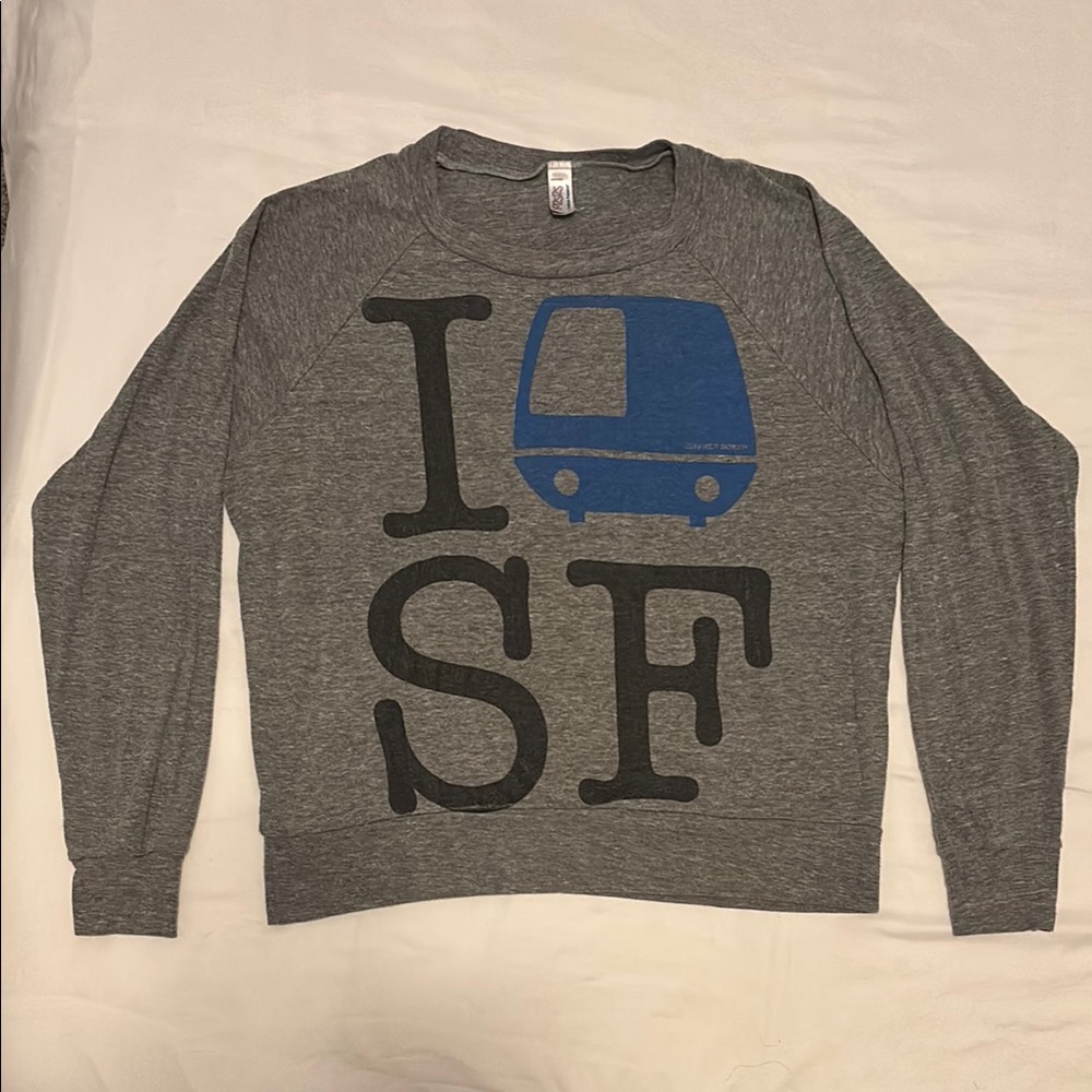 American Apparel Gray “I ‘BART’ SF” Shirt Small - (Bay Area Rapid Transit)